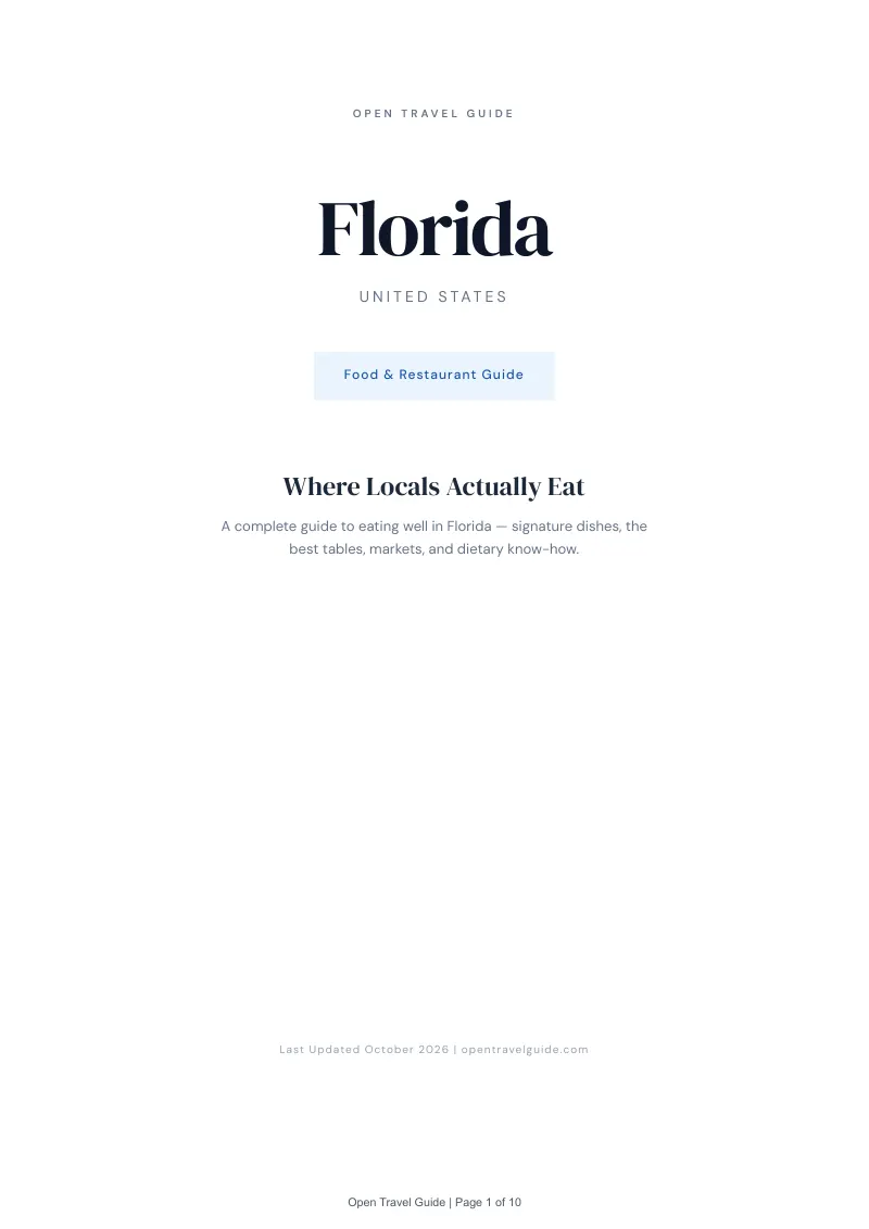Florida Food & Restaurant Guide: Cover