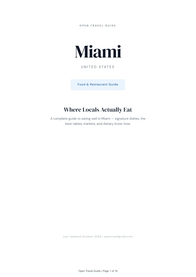Miami Food & Restaurant Guide: Cover