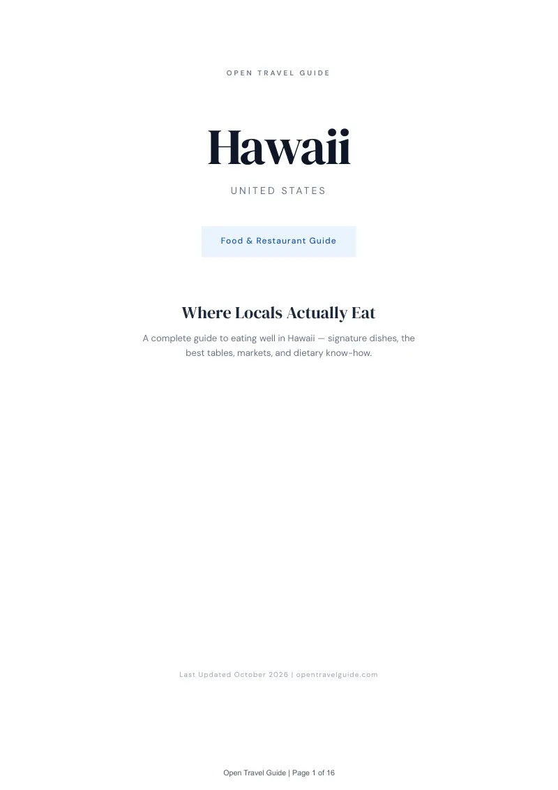 Hawaii Food & Restaurant Guide: Cover
