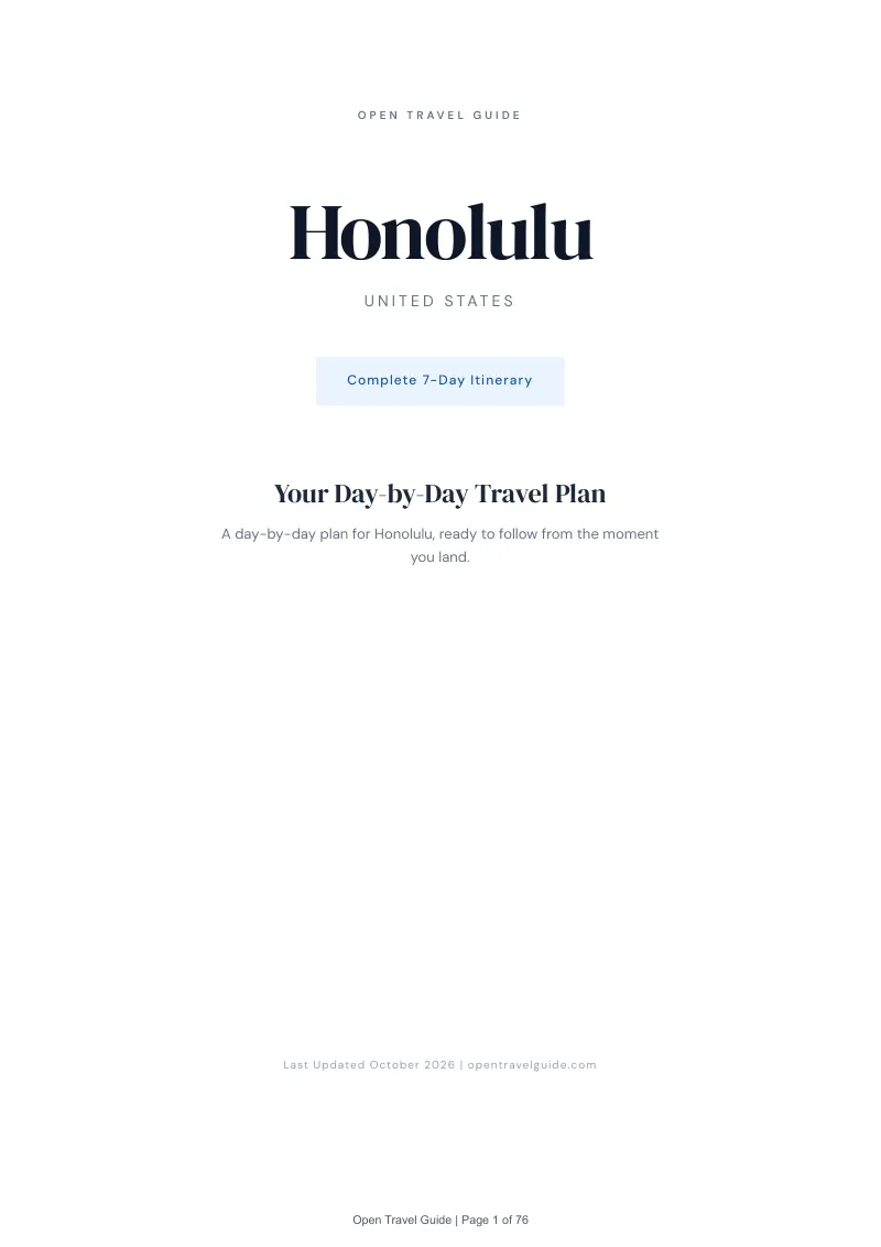 Honolulu 7-Day Itinerary: Cover