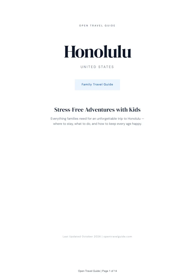 Honolulu Family Travel Guide: Cover