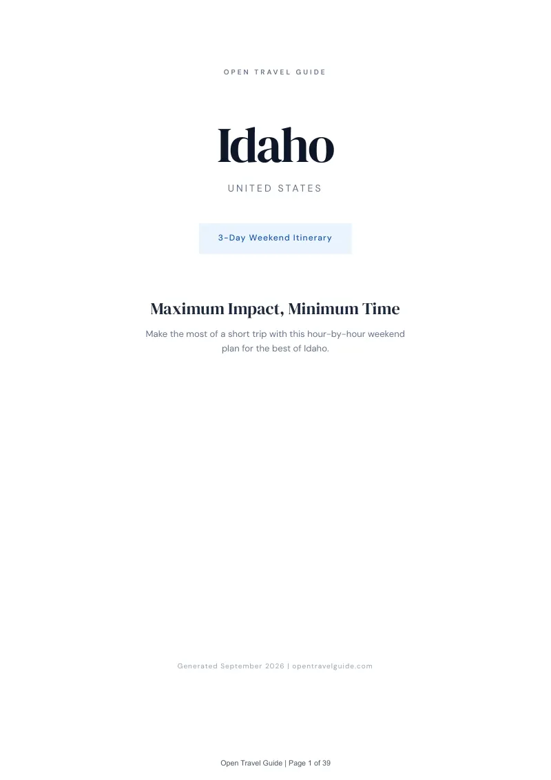 Idaho Complete Travel Bundle: 3-day itinerary · Cover