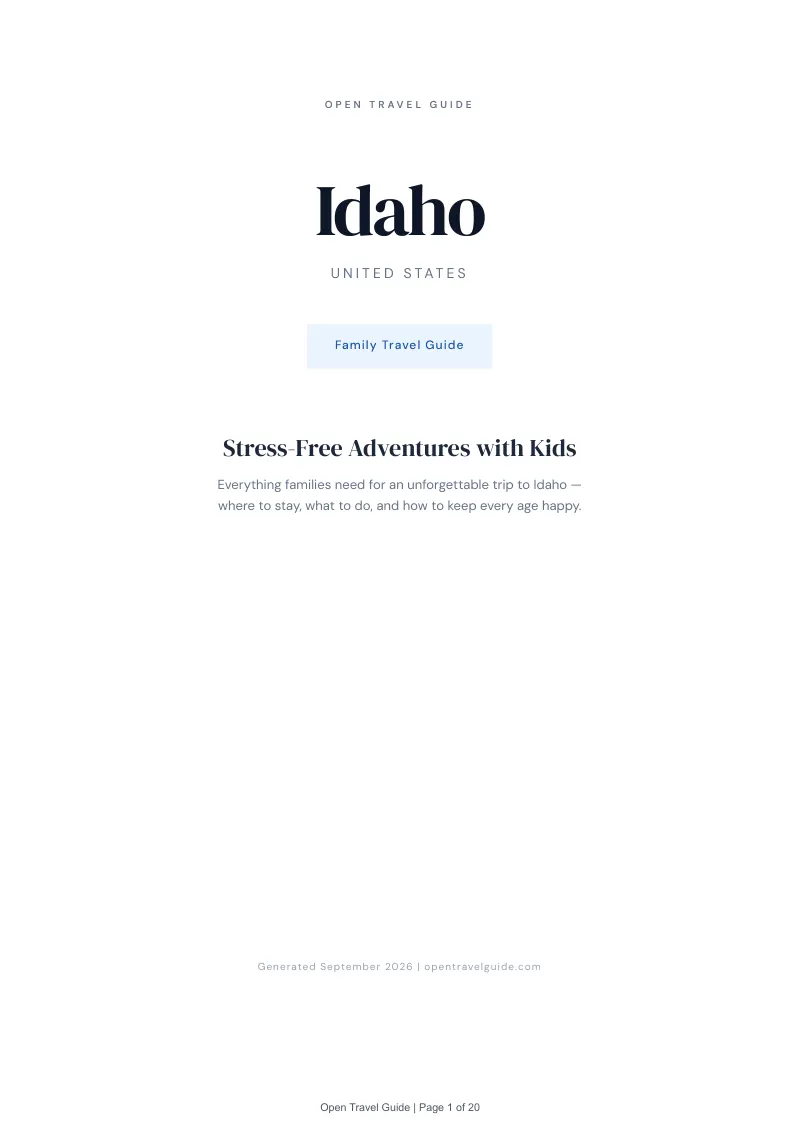 Idaho Complete Travel Bundle: Family guide · Cover