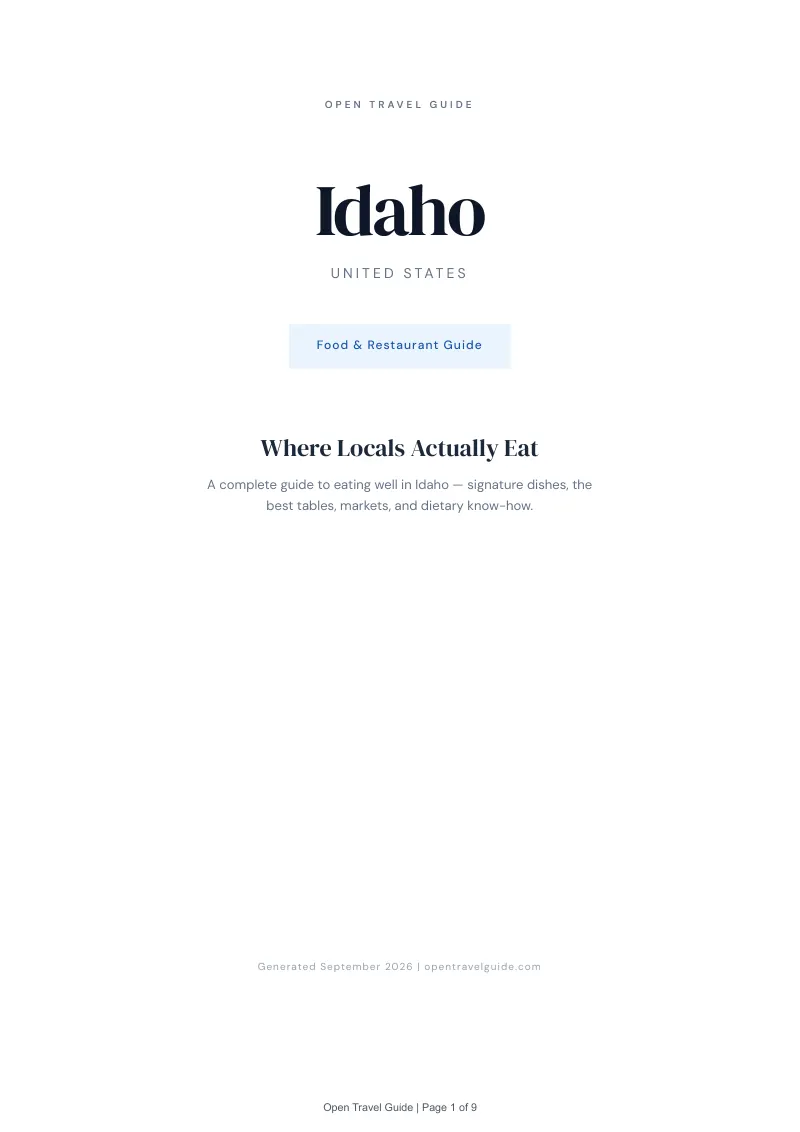 Idaho Complete Travel Bundle: Food guide · Cover