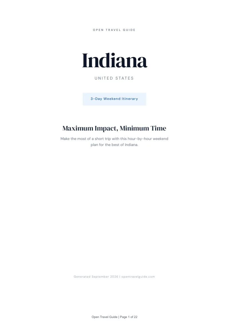 Indiana Complete Travel Bundle: 3-day itinerary · Cover