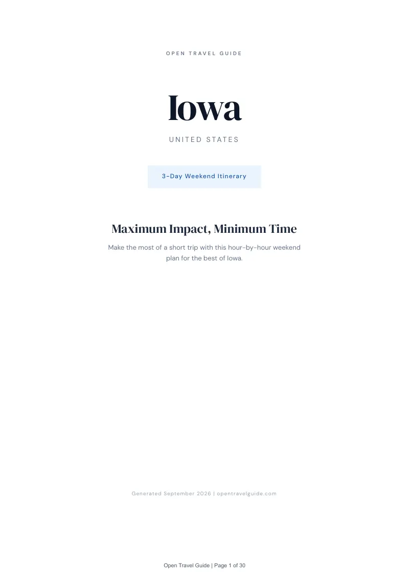 Iowa Complete Travel Bundle: 3-day itinerary · Cover