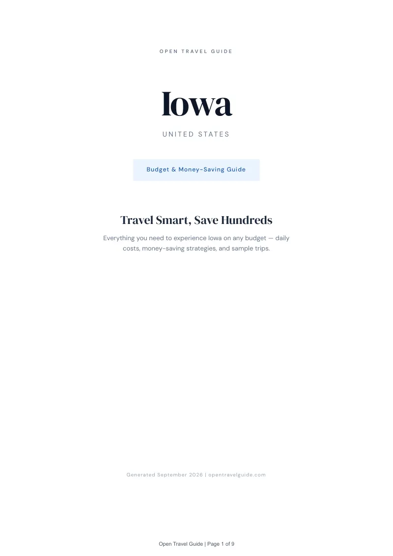 Iowa Complete Travel Bundle: Budget guide · Cover