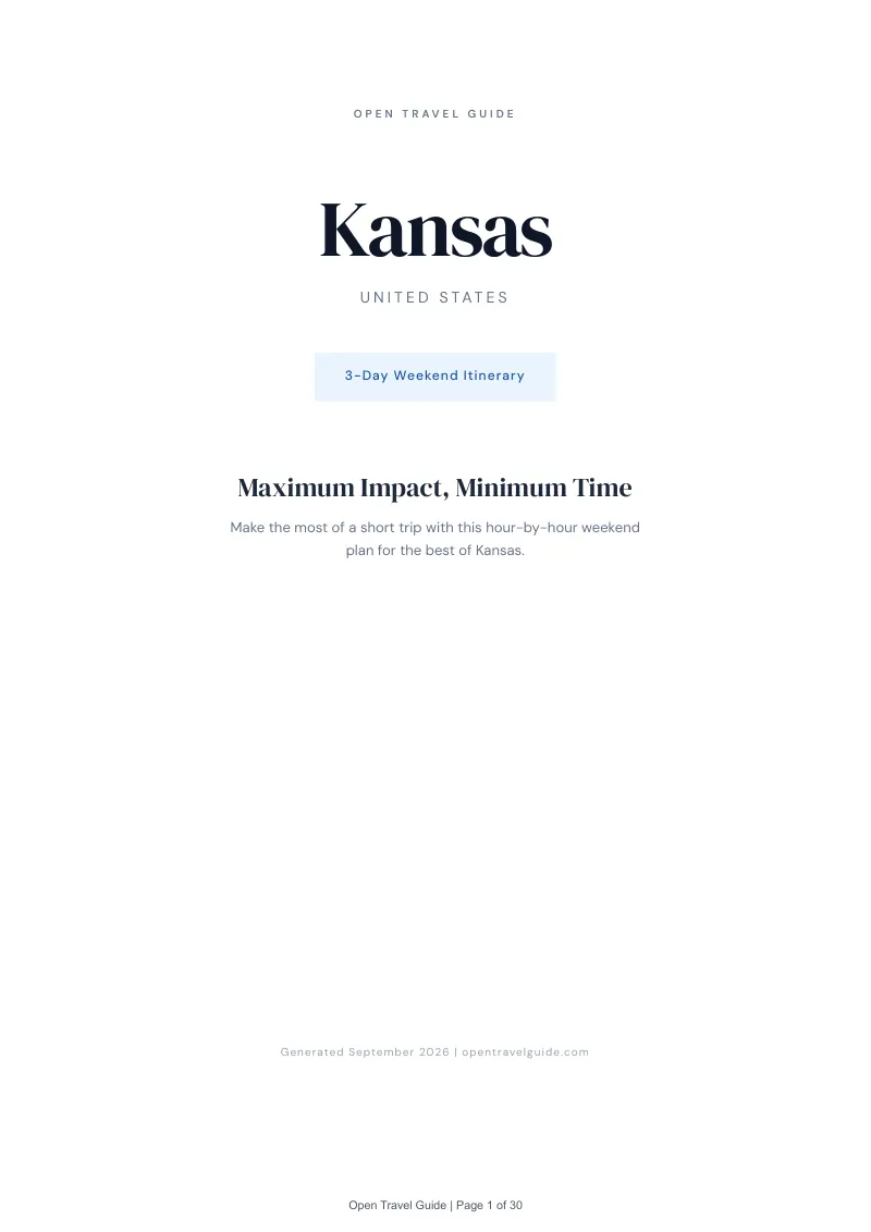 Kansas Complete Travel Bundle: 3-day itinerary · Cover