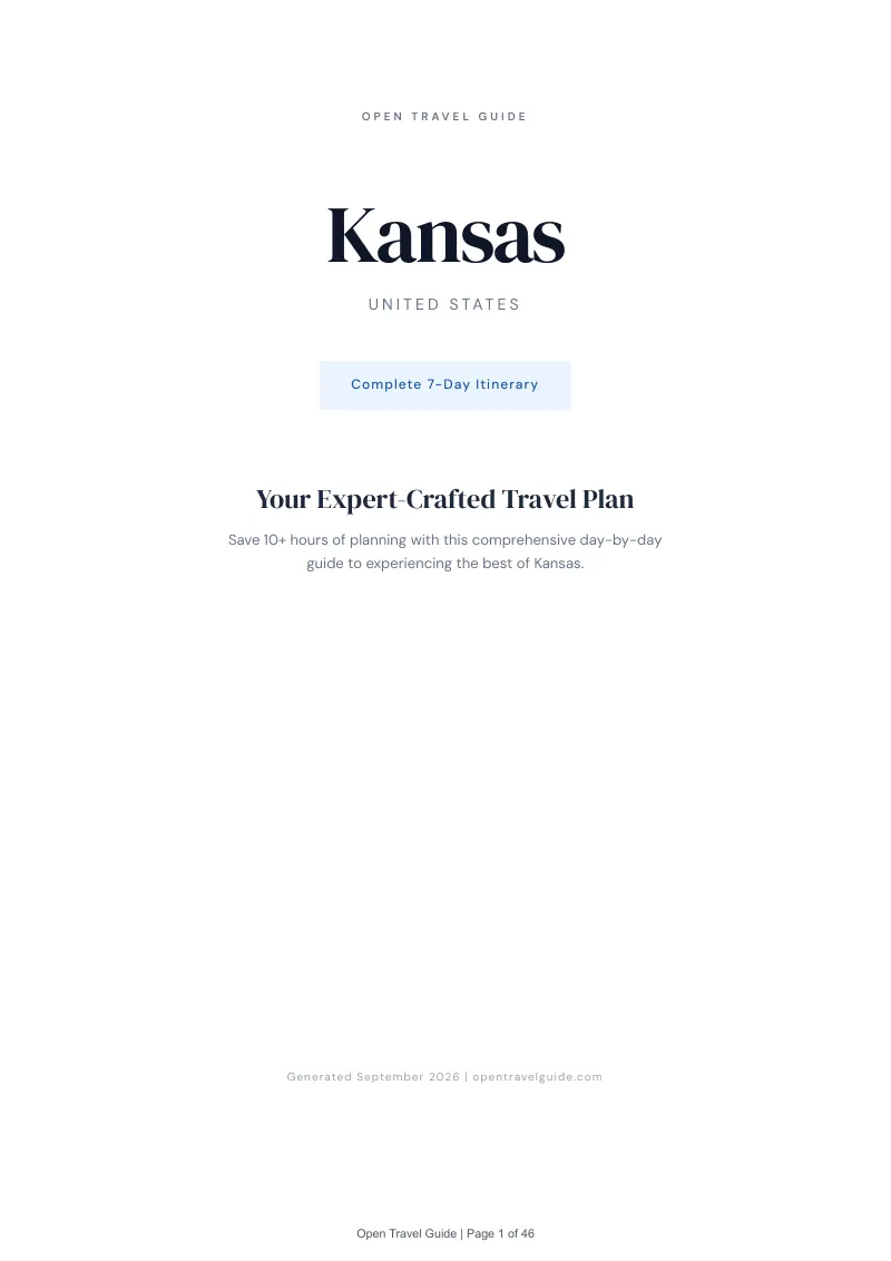 Kansas Complete Travel Bundle: 7-day itinerary · Cover
