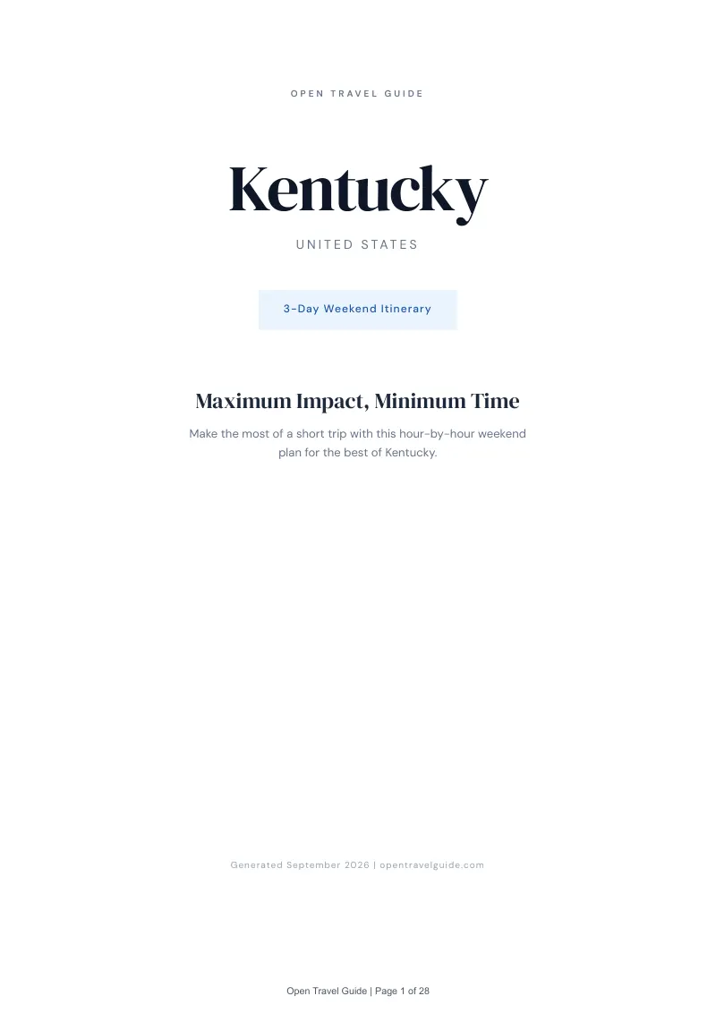 Kentucky Complete Travel Bundle: 3-day itinerary · Cover