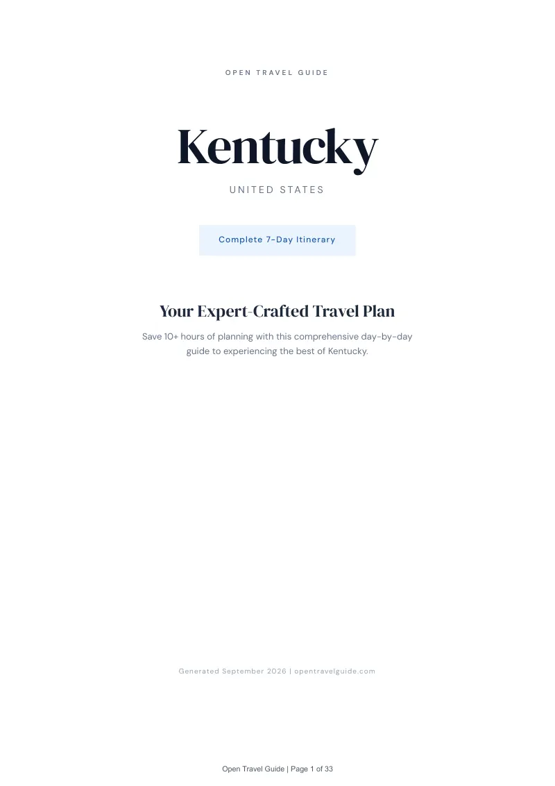 Kentucky Complete Travel Bundle: 7-day itinerary · Cover