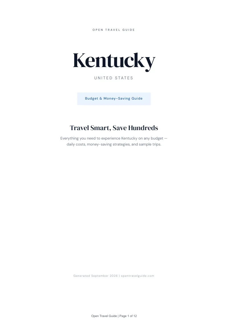 Kentucky Complete Travel Bundle: Budget guide · Cover