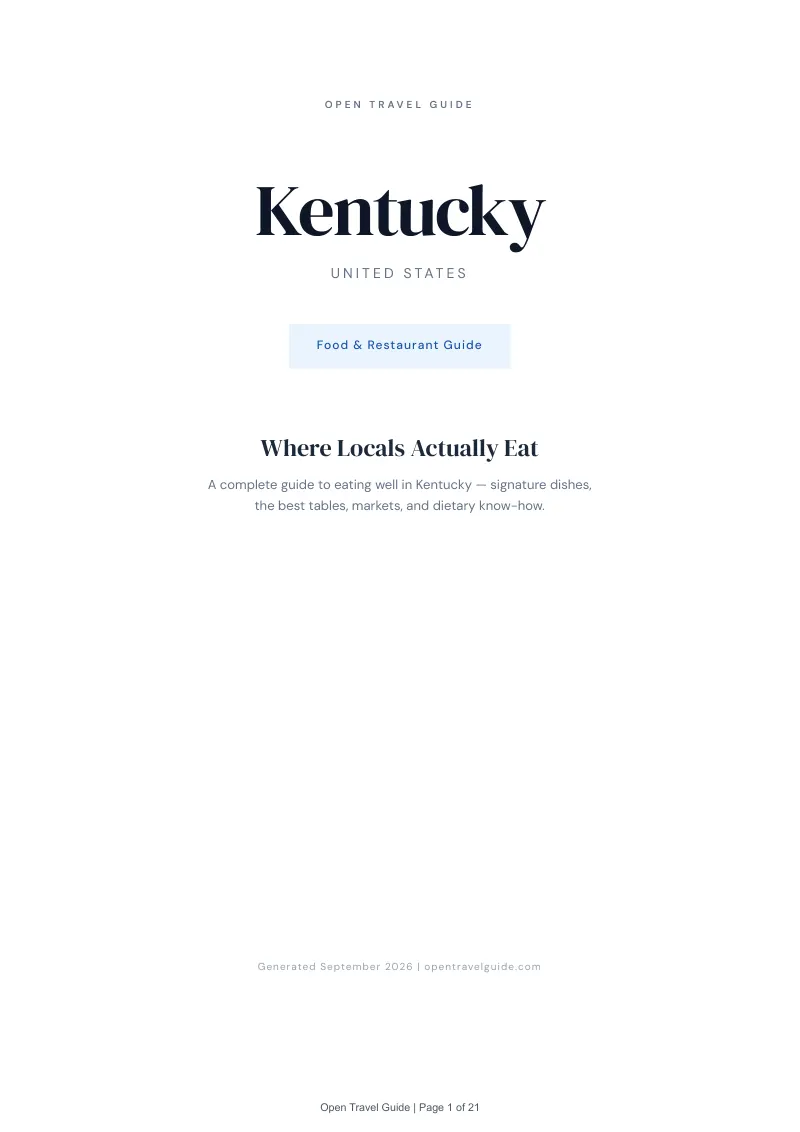 Kentucky Complete Travel Bundle: Food guide · Cover