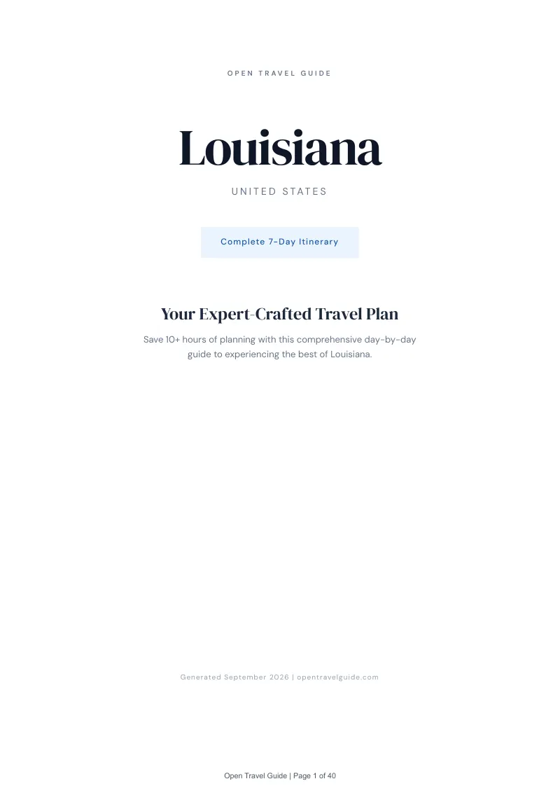 Louisiana Complete Travel Bundle: 7-day itinerary · Cover