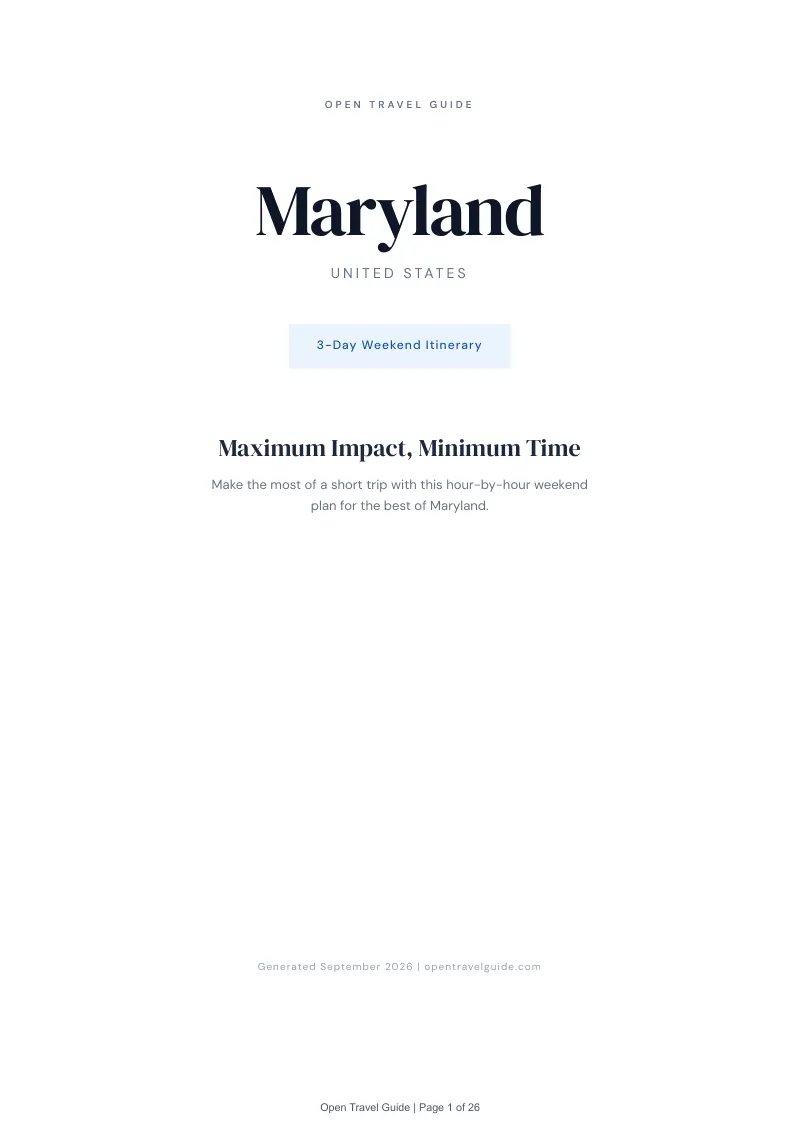 Maryland Complete Travel Bundle: 3-day itinerary · Cover