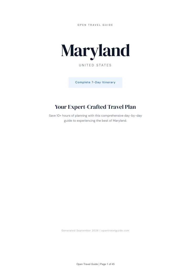 Maryland Complete Travel Bundle: 7-day itinerary · Cover