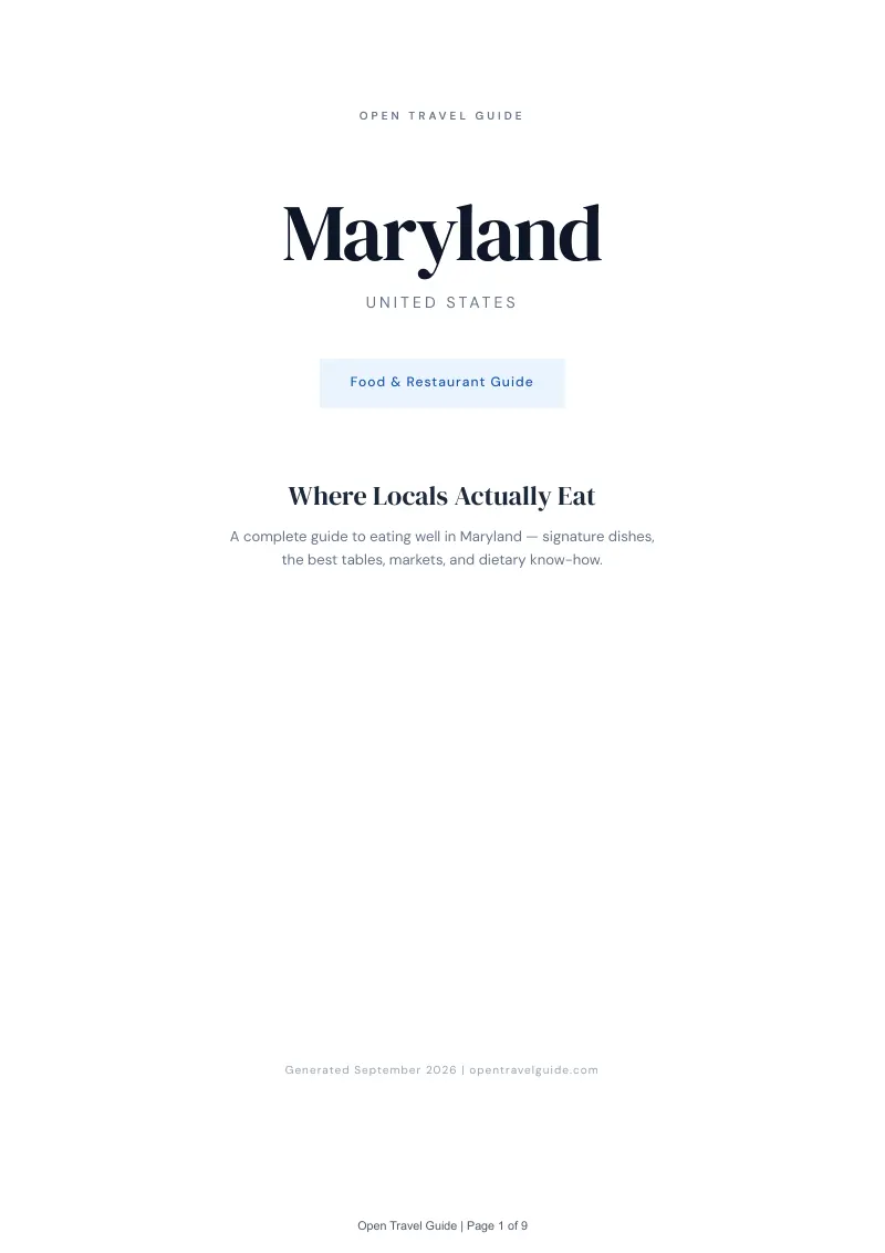 Maryland Complete Travel Bundle: Food guide · Cover