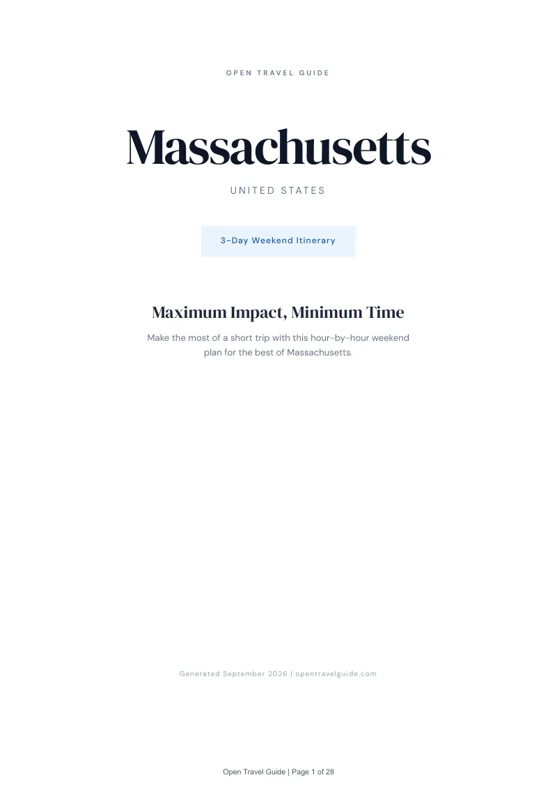 Massachusetts Complete Travel Bundle: 3-day itinerary · Cover