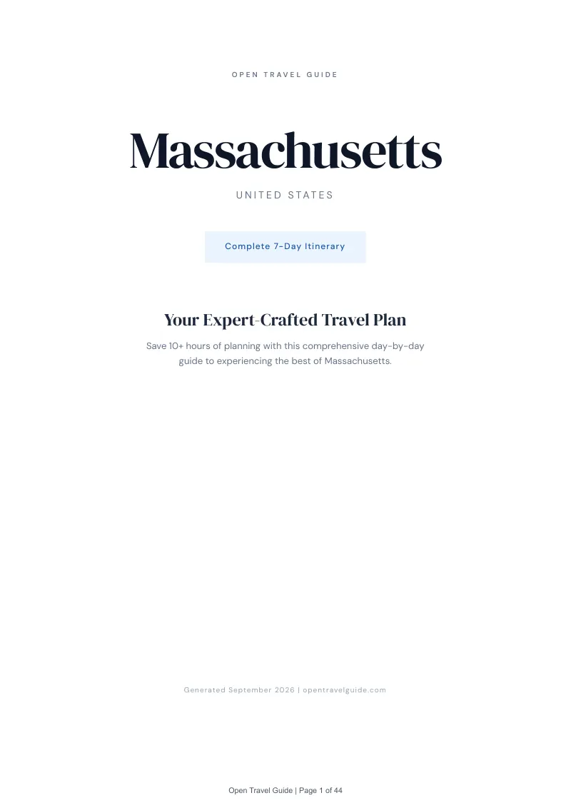 Massachusetts Complete Travel Bundle: 7-day itinerary · Cover
