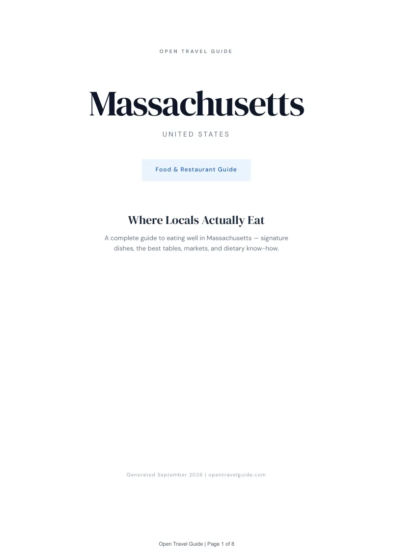 Massachusetts Complete Travel Bundle: Food guide · Cover
