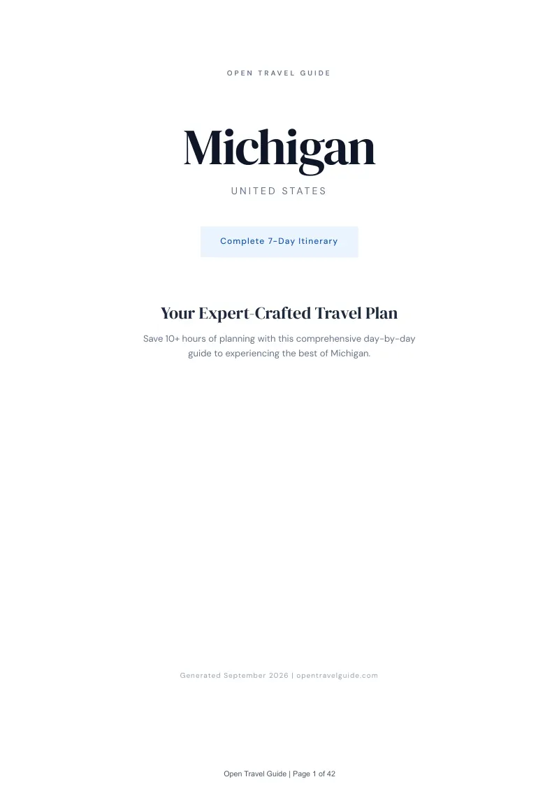 Michigan Complete Travel Bundle: 7-day itinerary · Cover