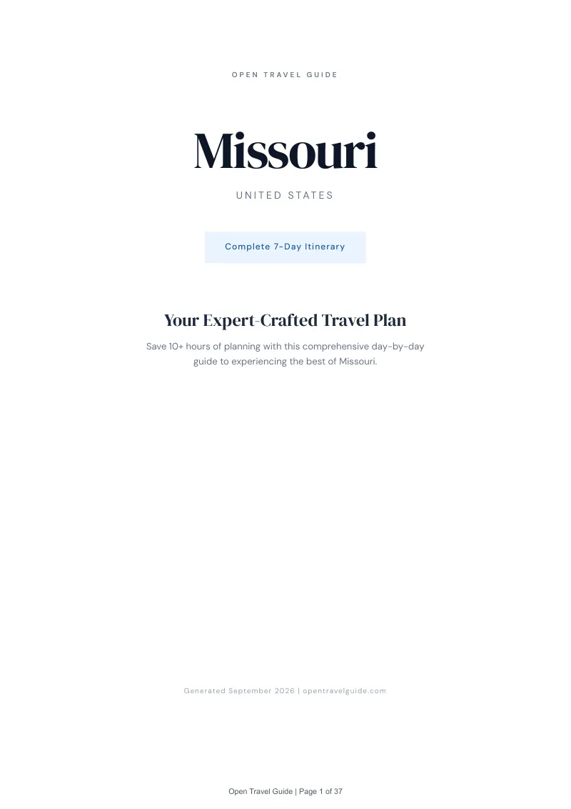 Missouri Complete Travel Bundle: 7-day itinerary · Cover