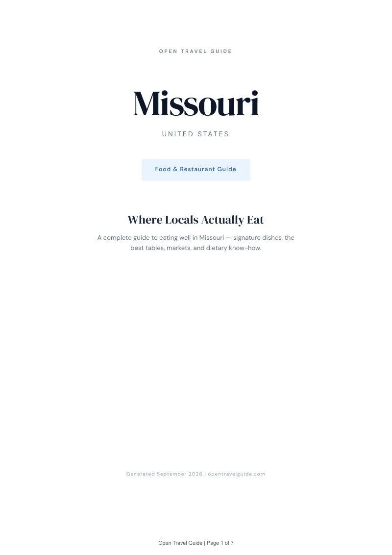 Missouri Complete Travel Bundle: Food guide · Cover