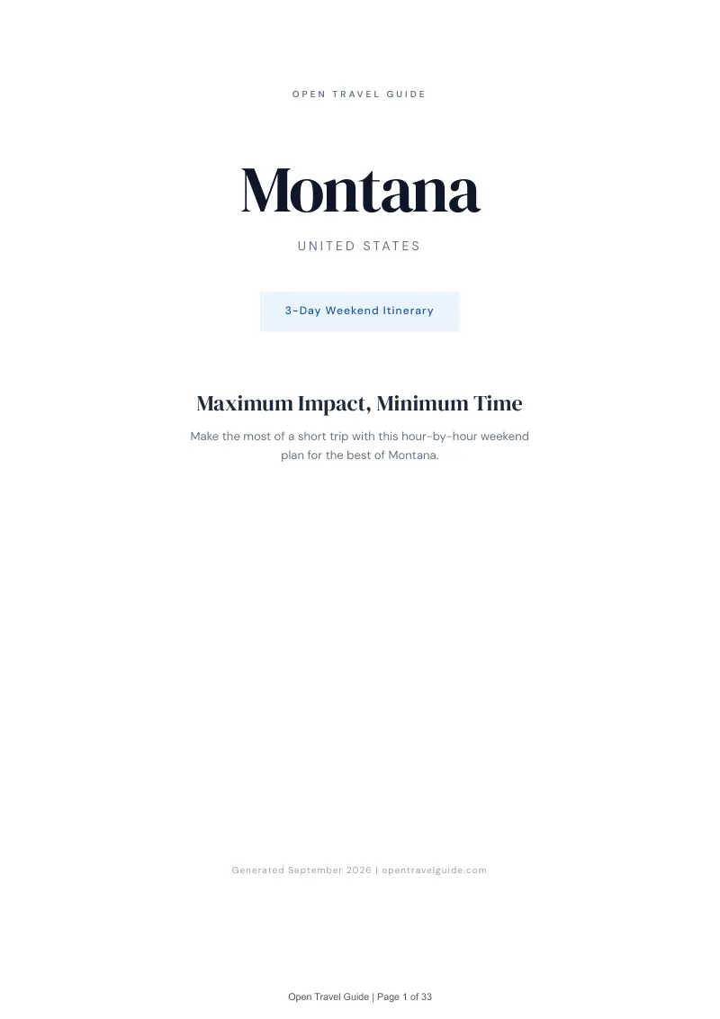 Montana Complete Travel Bundle: 3-day itinerary · Cover