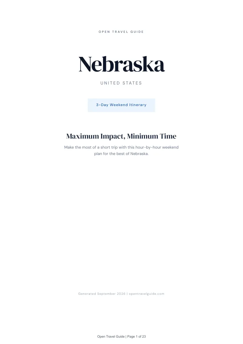Nebraska Complete Travel Bundle: 3-day itinerary · Cover