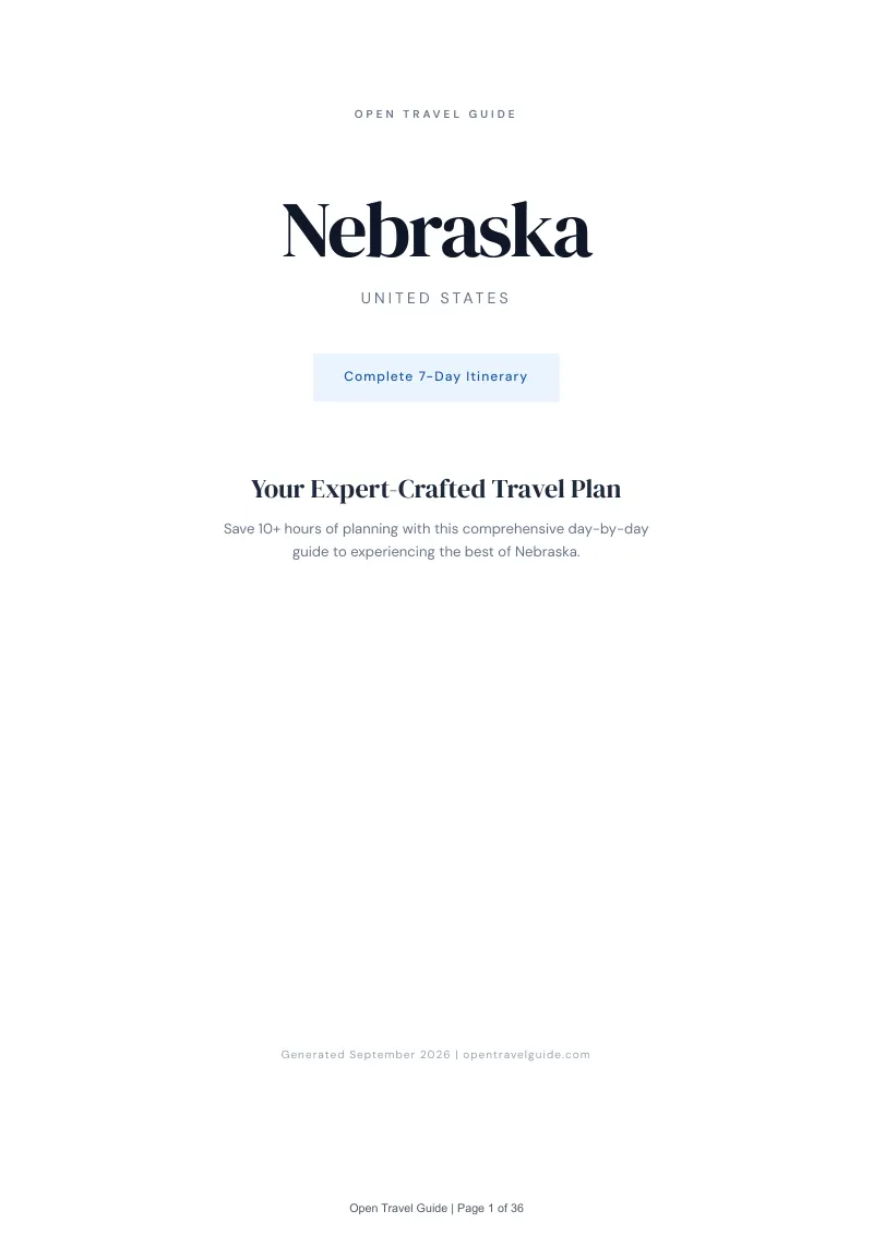 Nebraska Complete Travel Bundle: 7-day itinerary · Cover