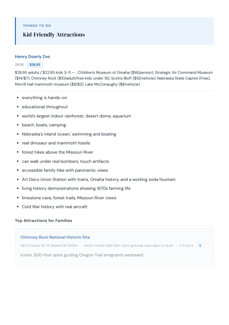 Nebraska Complete Travel Bundle: Family guide · Kid-Friendly Attractions