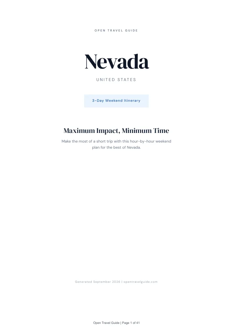 Nevada Complete Travel Bundle: 3-day itinerary · Cover