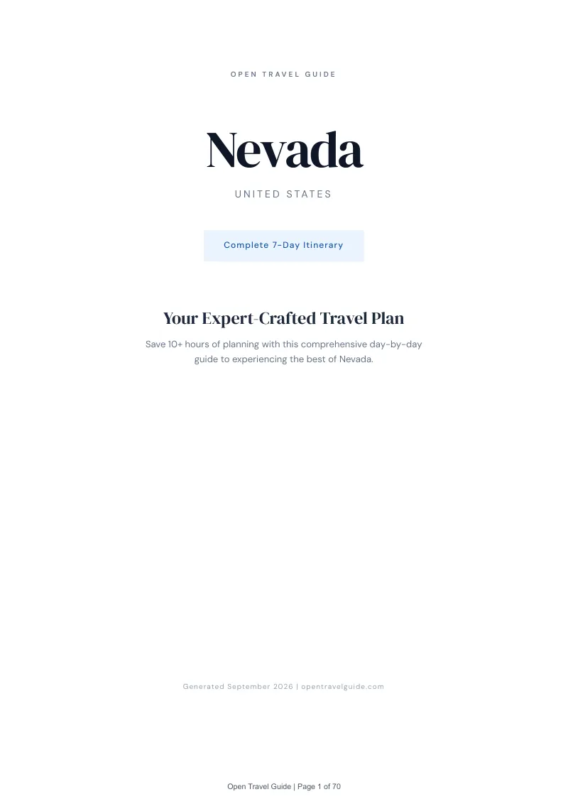 Nevada Complete Travel Bundle: 7-day itinerary · Cover