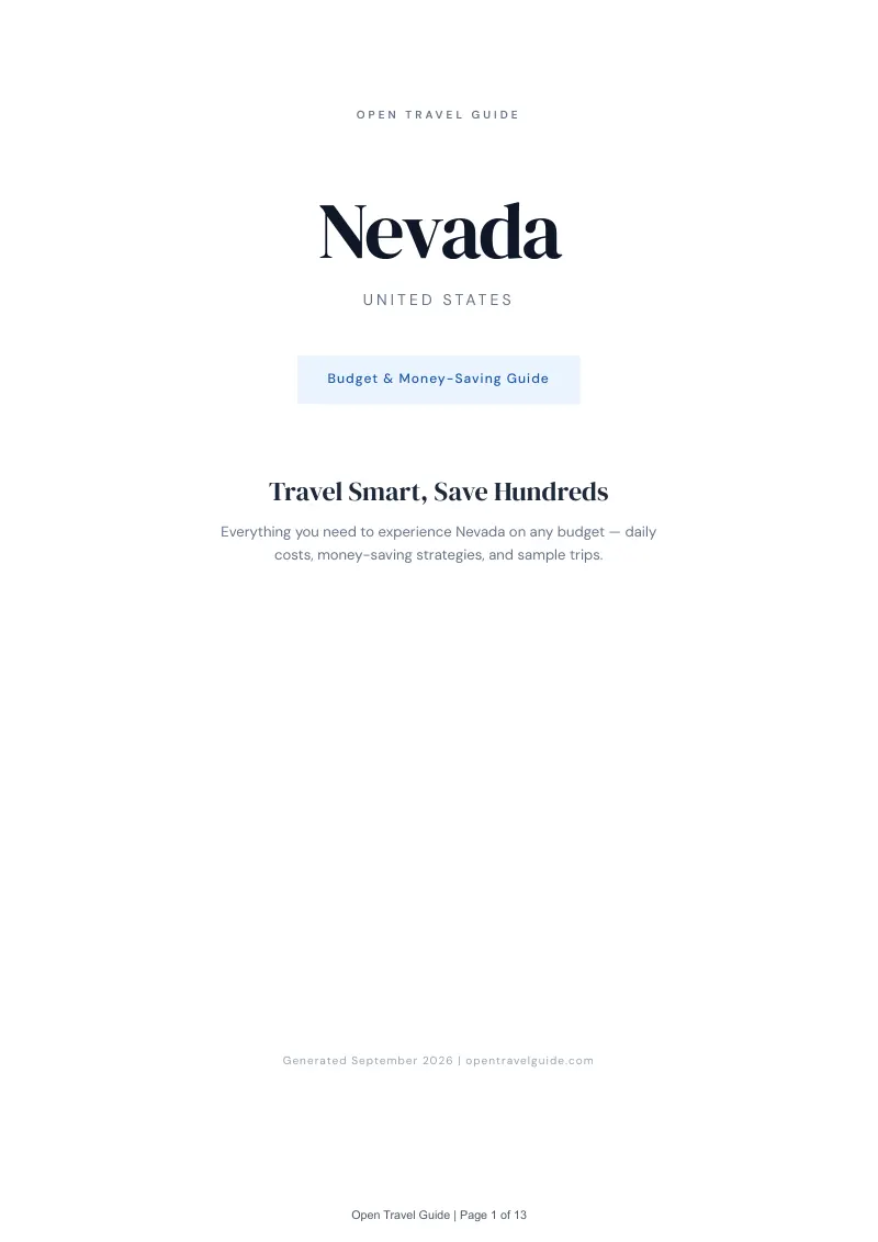 Nevada Complete Travel Bundle: Budget guide · Cover