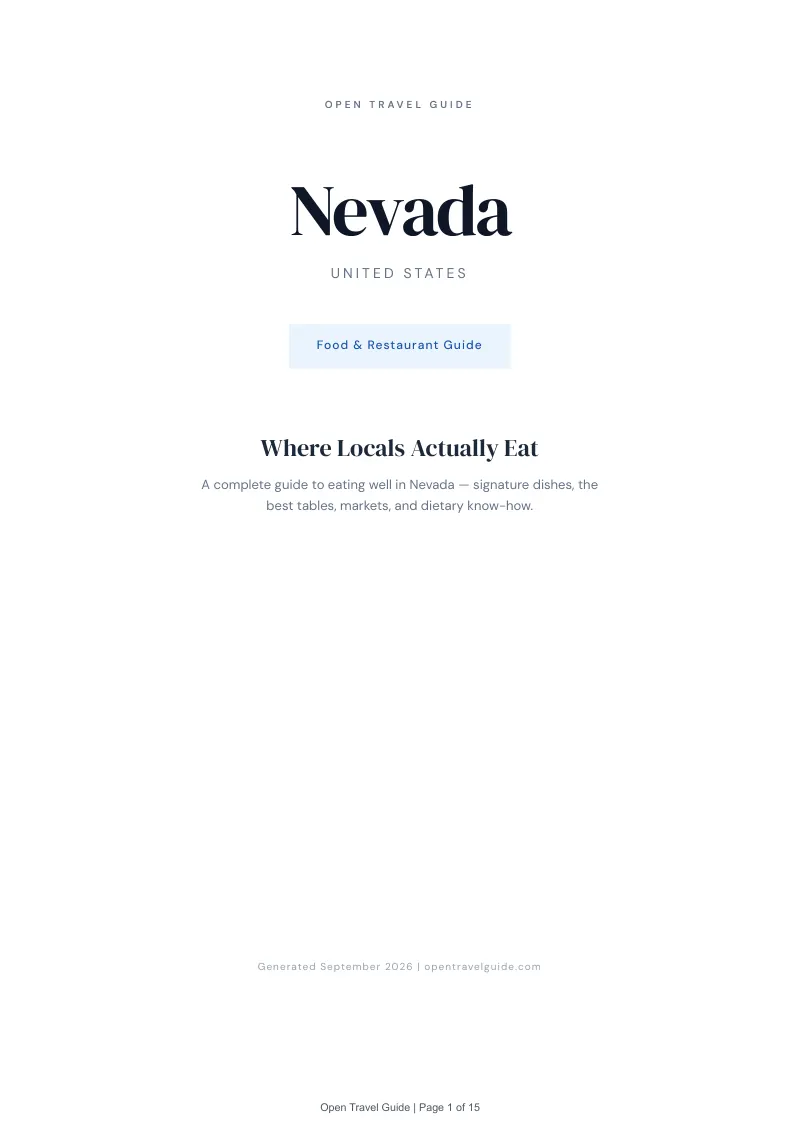 Nevada Complete Travel Bundle: Food guide · Cover