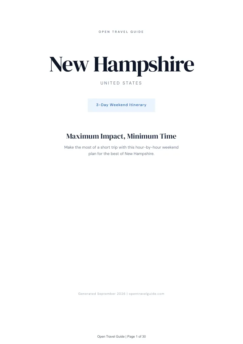 New Hampshire Complete Travel Bundle: 3-day itinerary · Cover