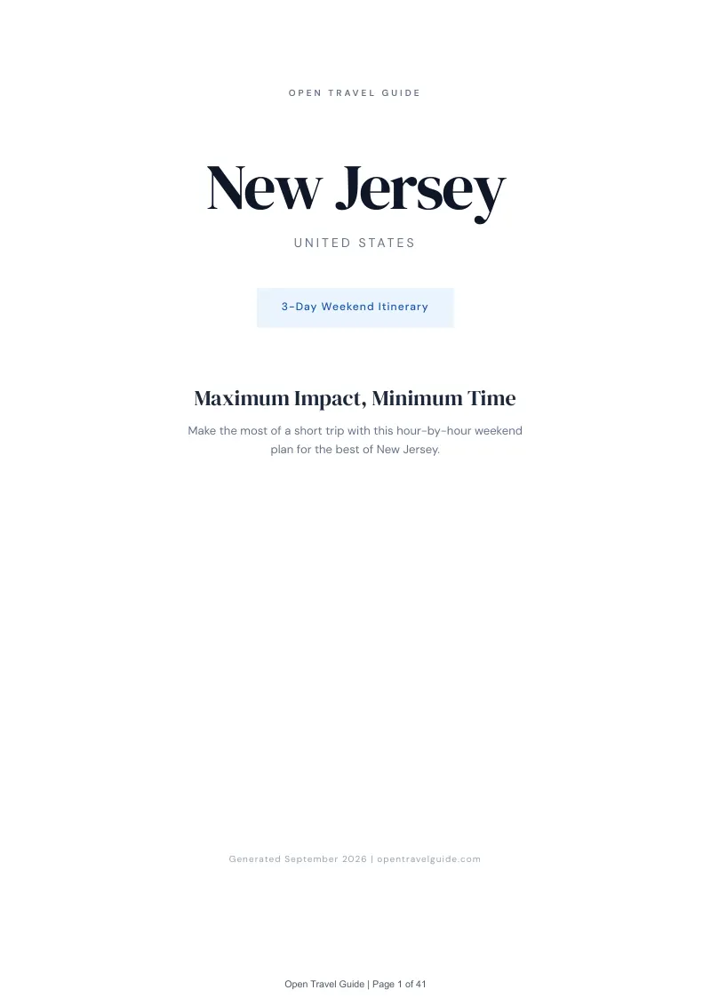 New Jersey Complete Travel Bundle: 3-day itinerary · Cover