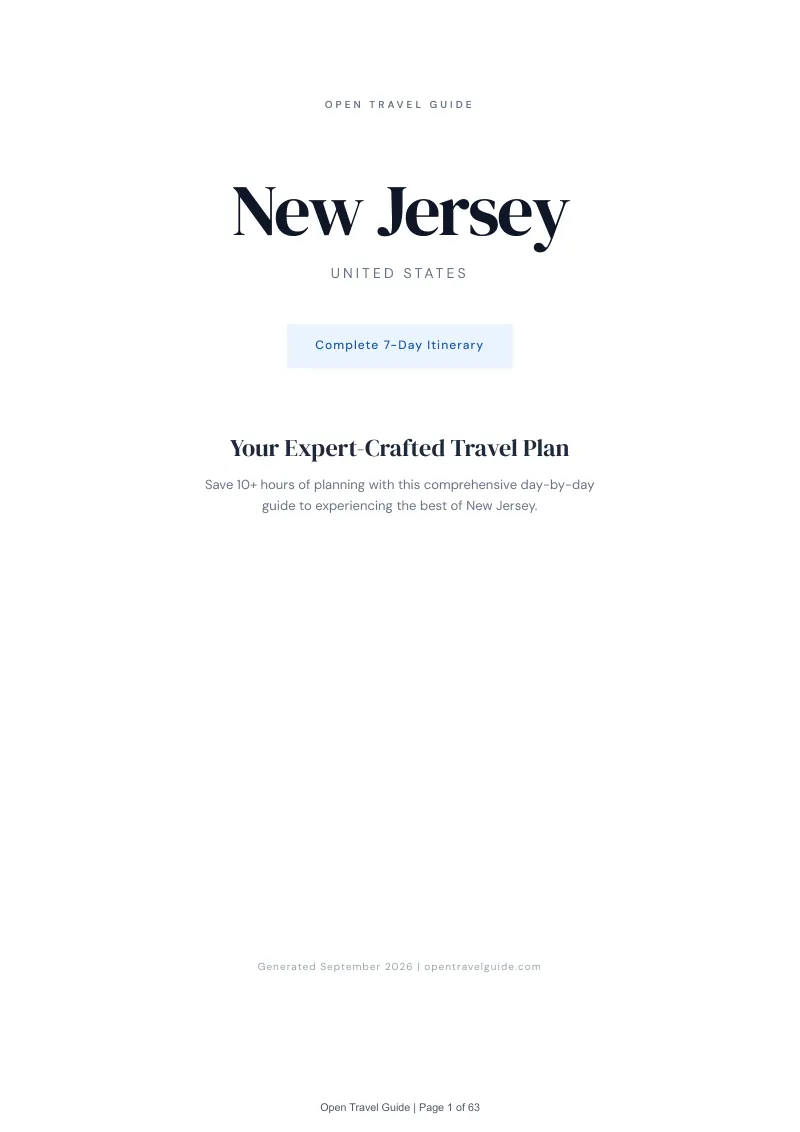 New Jersey Complete Travel Bundle: 7-day itinerary · Cover