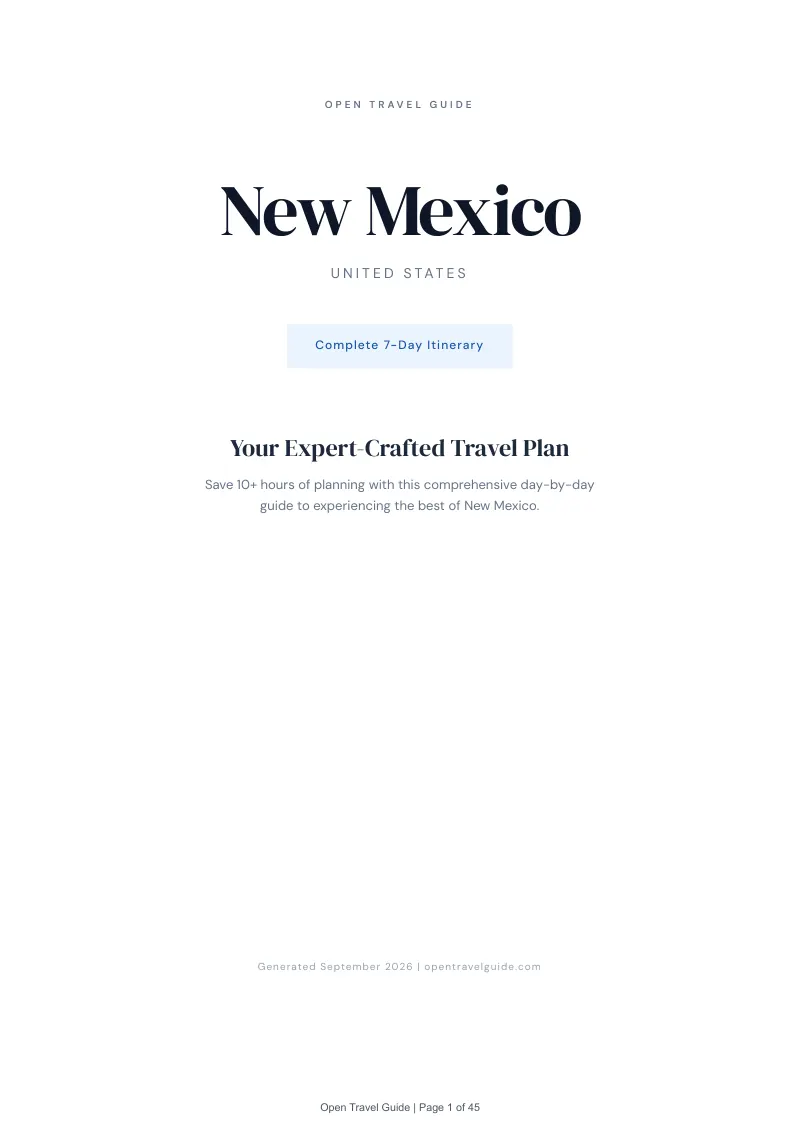New Mexico Complete Travel Bundle: 7-day itinerary · Cover