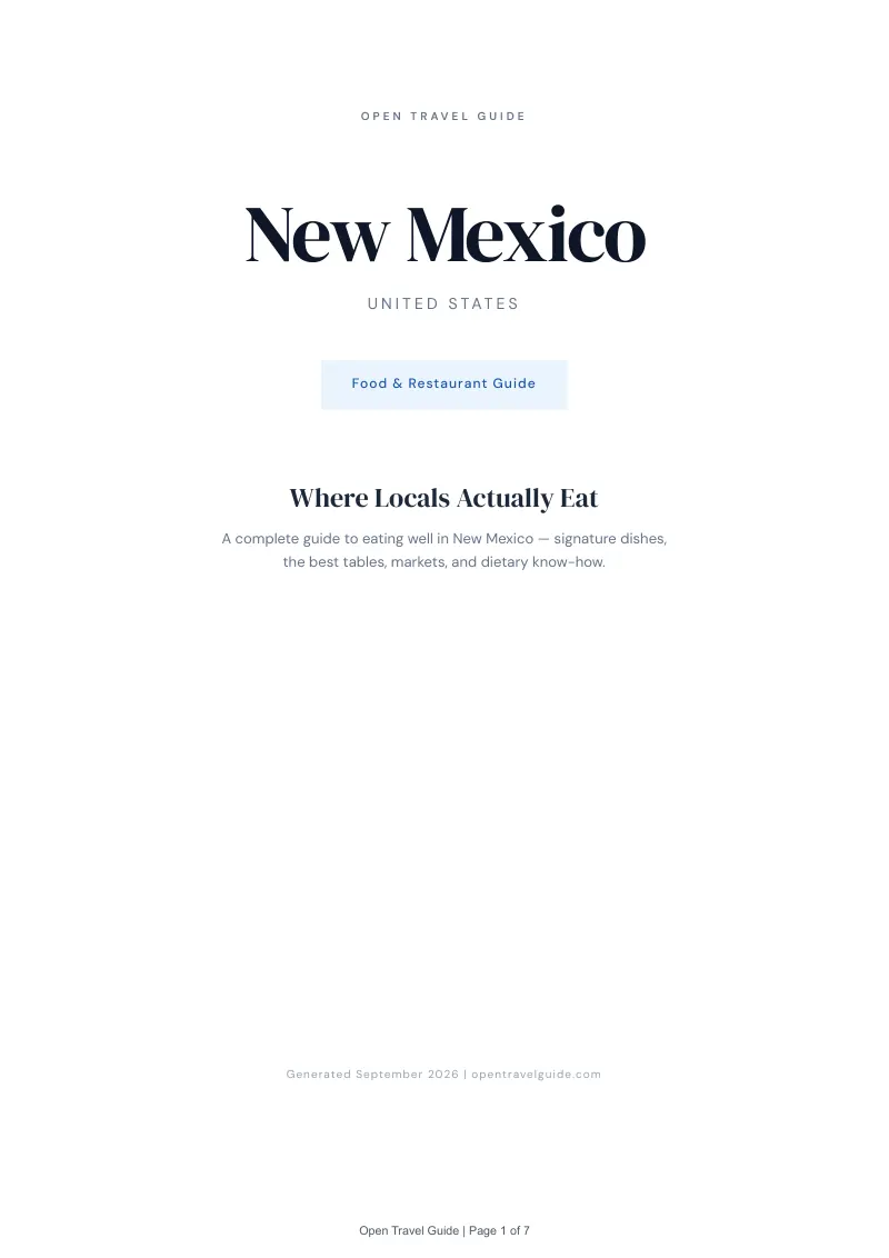 New Mexico Complete Travel Bundle: Food guide · Cover