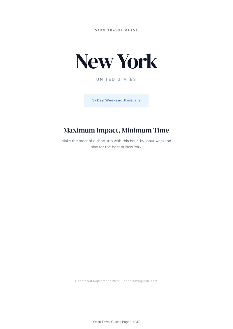 New York Complete Travel Bundle: 3-day itinerary · Cover
