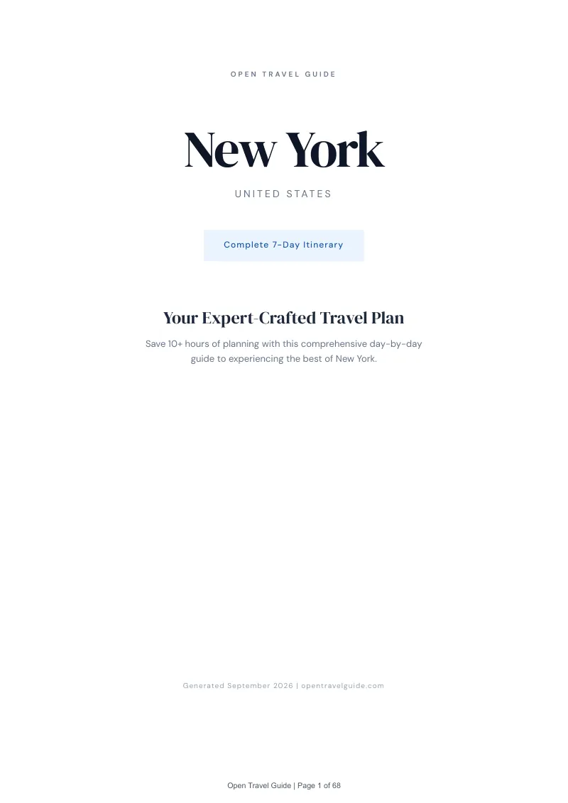 New York Complete Travel Bundle: 7-day itinerary · Cover