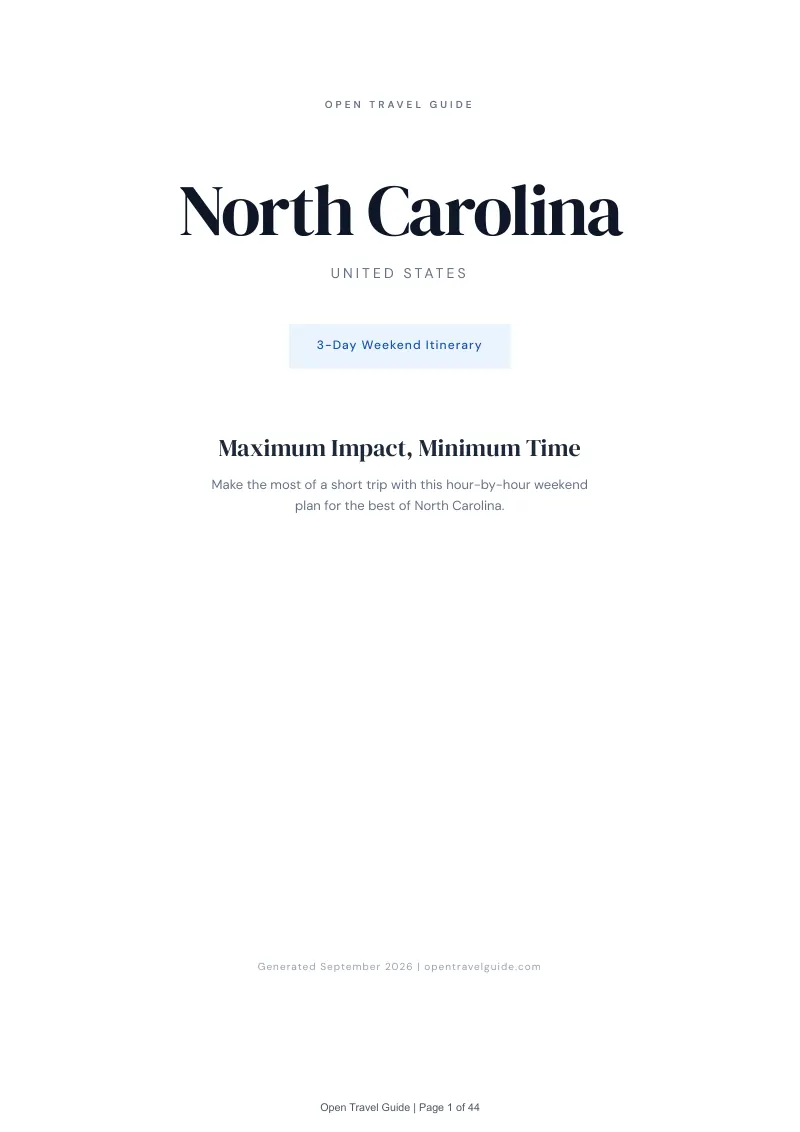 North Carolina Complete Travel Bundle: 3-day itinerary · Cover