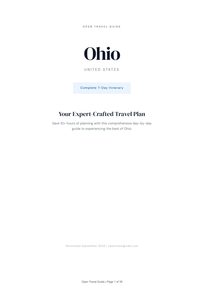 Ohio Complete Travel Bundle: 7-day itinerary · Cover
