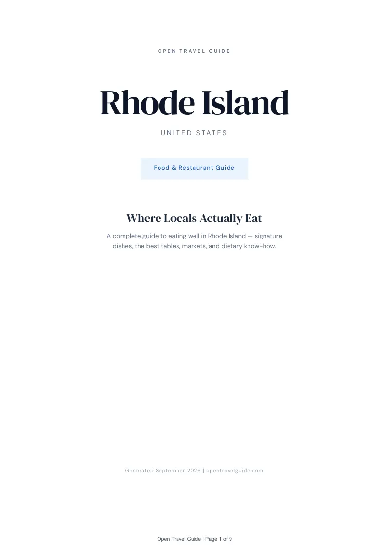 Rhode Island Complete Travel Bundle: Food guide · Cover