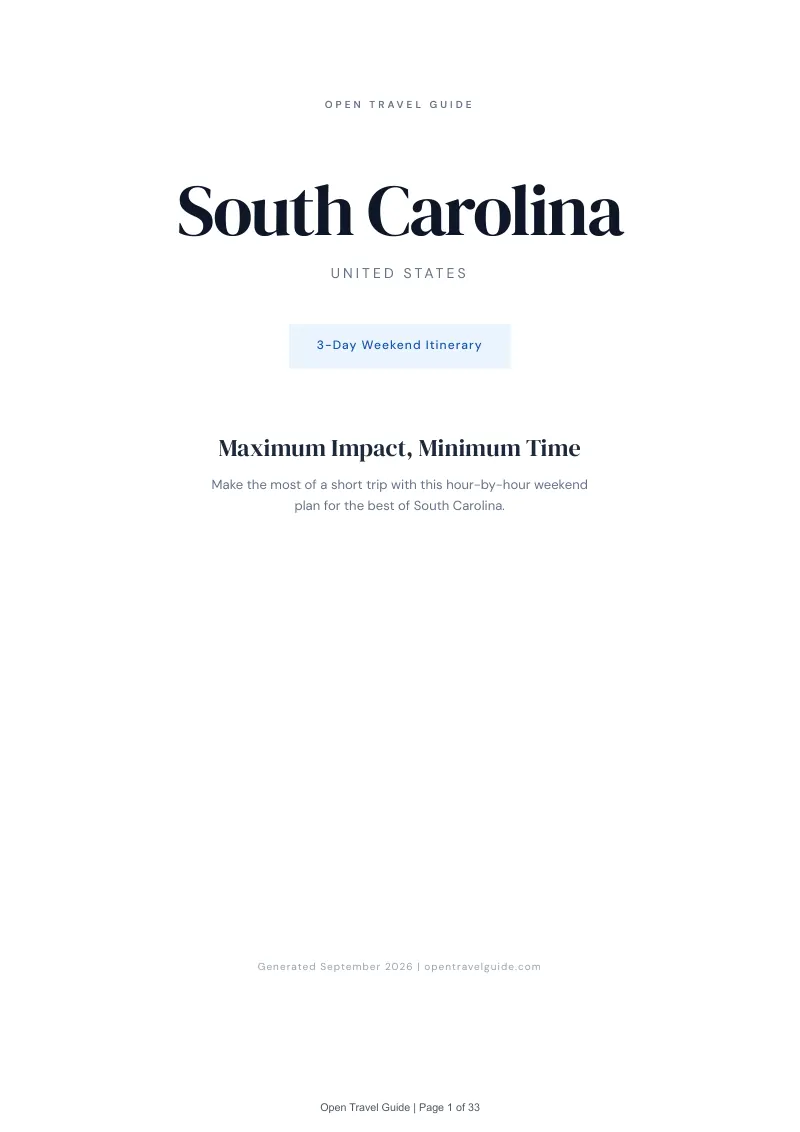 South Carolina Complete Travel Bundle: 3-day itinerary · Cover