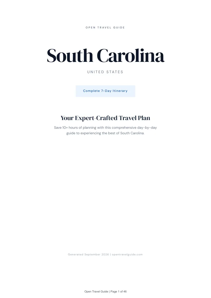 South Carolina Complete Travel Bundle: 7-day itinerary · Cover