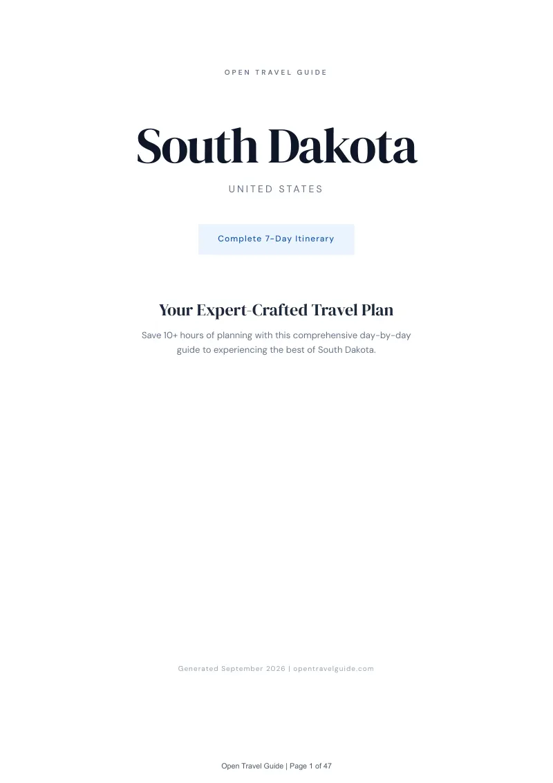 South Dakota Complete Travel Bundle: 7-day itinerary · Cover