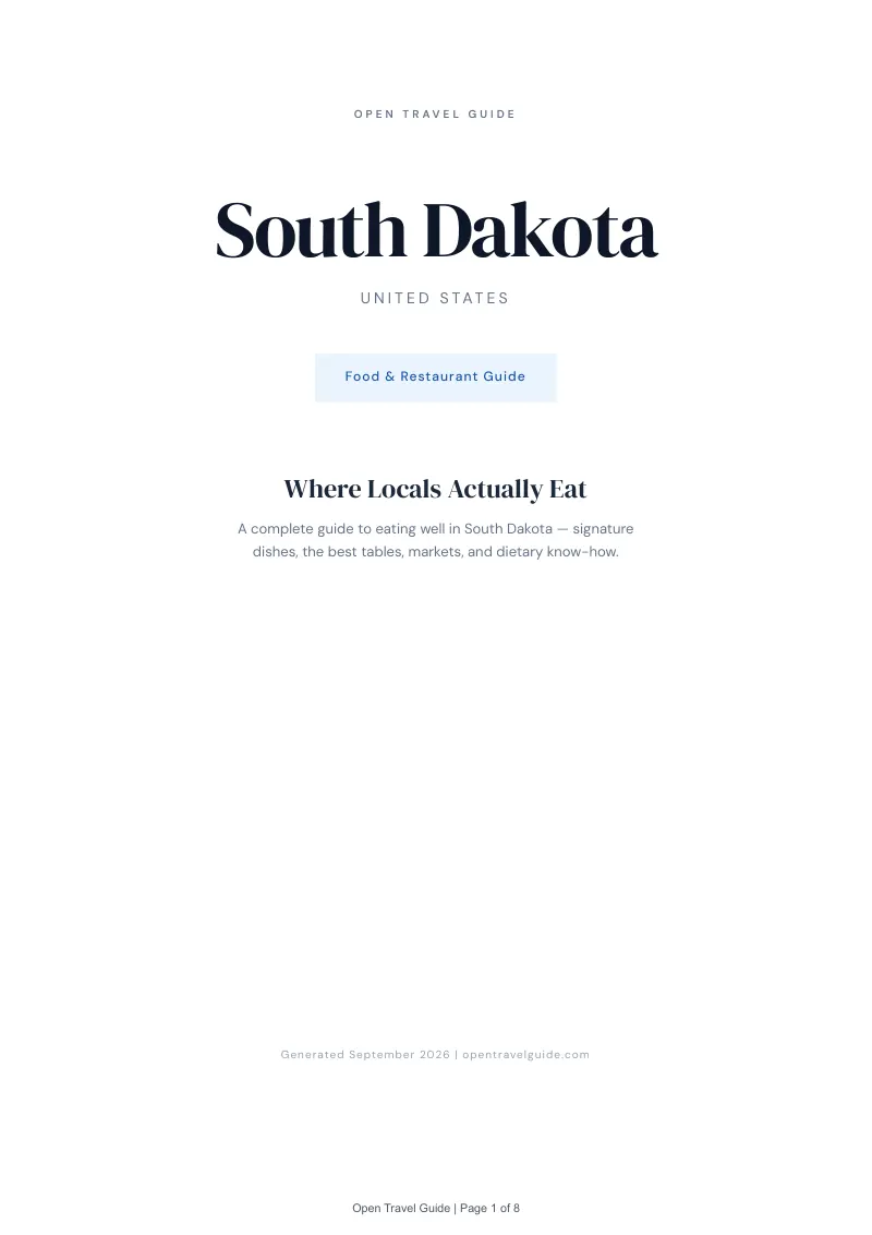 South Dakota Complete Travel Bundle: Food guide · Cover