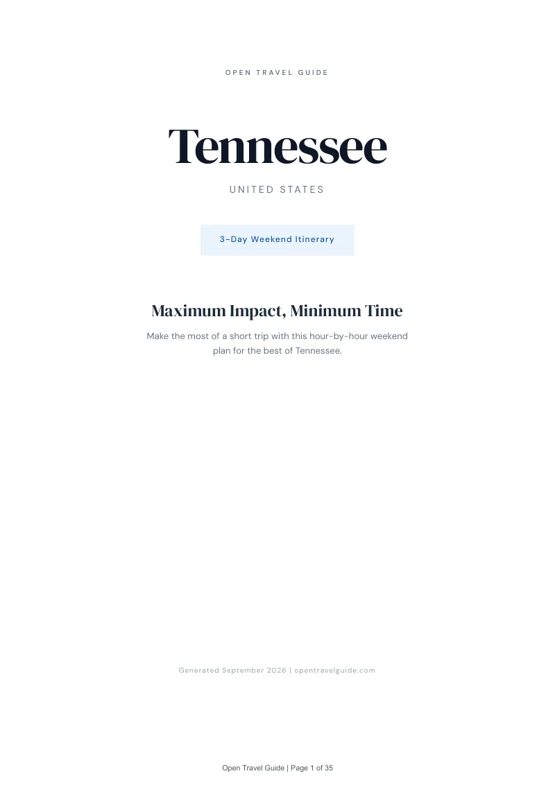 Tennessee Complete Travel Bundle: 3-day itinerary · Cover